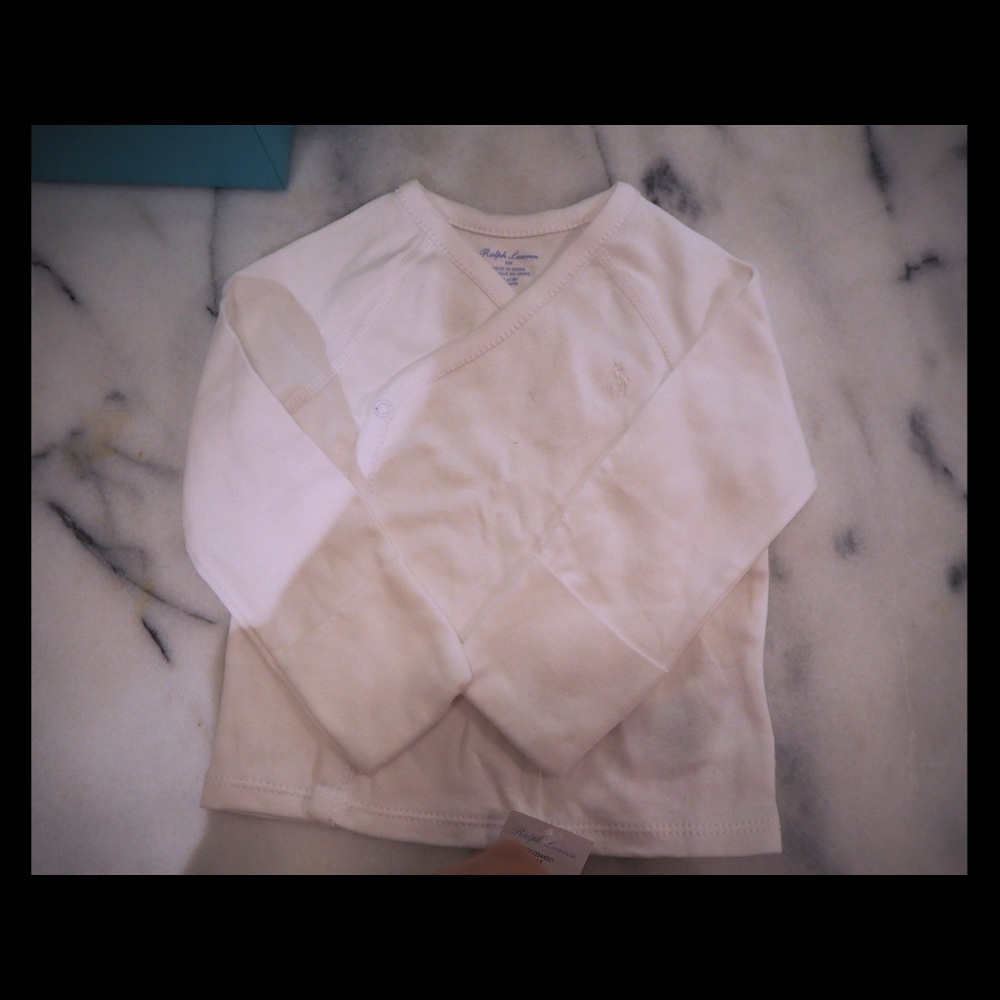 Ralph Lauren white two piece snap baby pajamas
